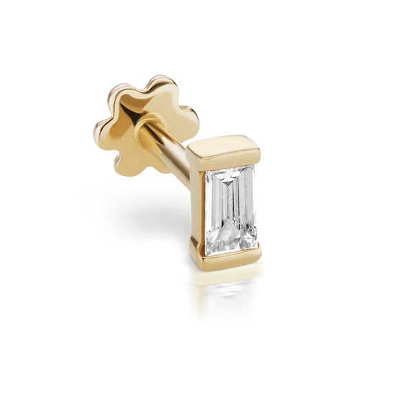 MARIA TASH - Diamond Baguette Threaded Stud Earring Retail $425 - Picture 6 of 7